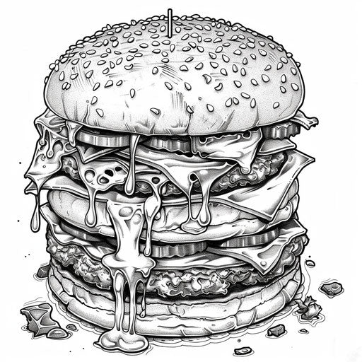 Double-decker burger with melted cheese