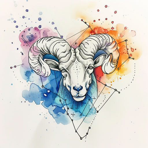 Watercolor Aries constellation tattoo sketch