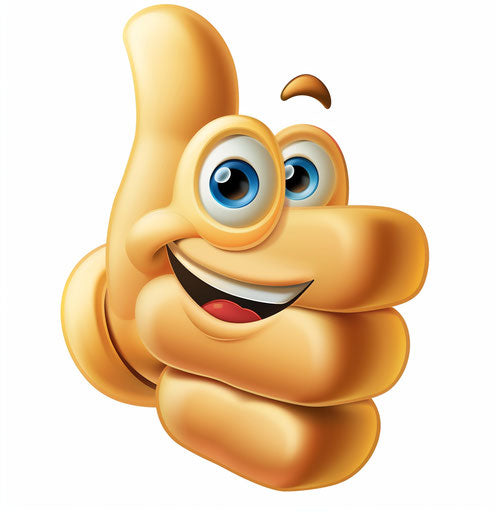Thumbs up emoji in cartoon form with thumbs up, in the style of captivating, sculpted 27:28
