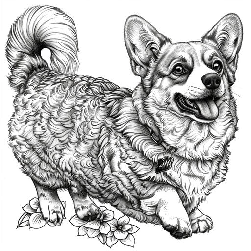 A corgi with a fluffy tail and perky ears