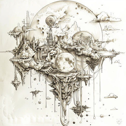 Eleven tattoo sketch surrounded by surreal elements