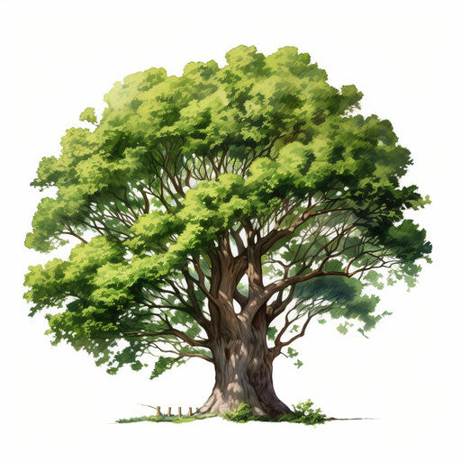 Tree PNG clipart in the style of Oil painting, on a white background