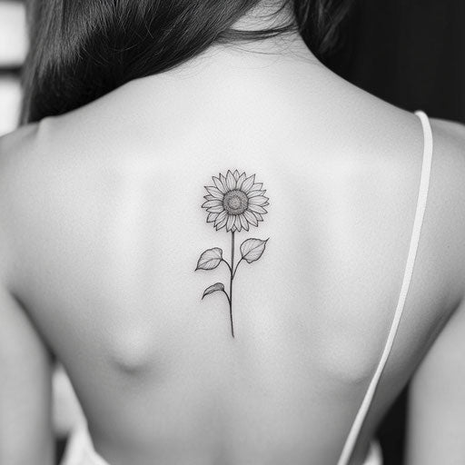 Tiny sunflower tattoo with clean minimalist design