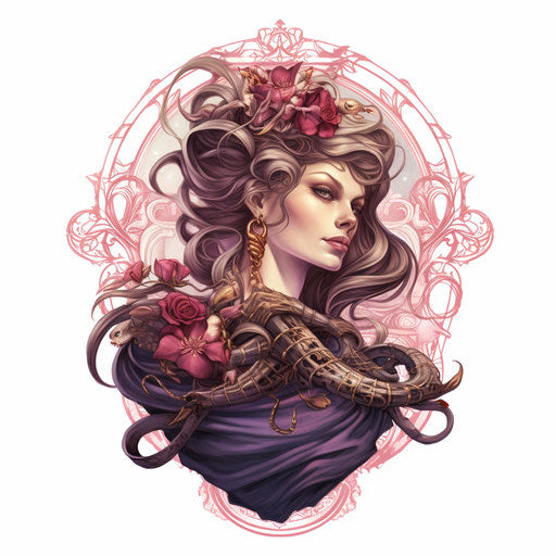 Tattoo concept illustration for women, occultism and culture