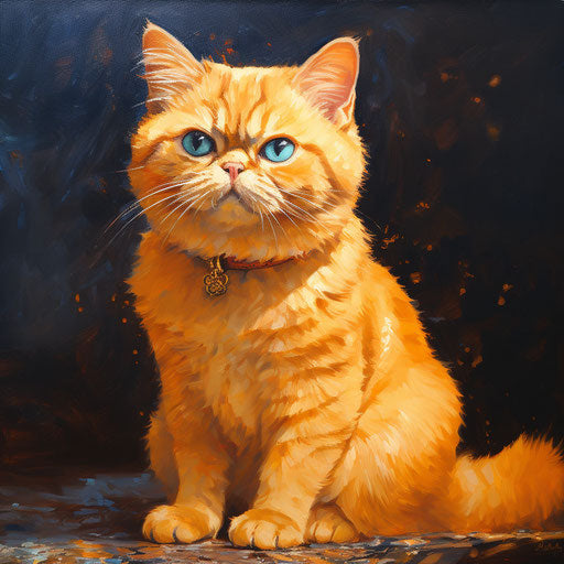 Exotic Shorthair Cat Oil Painting