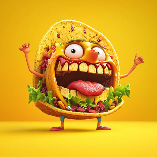 Eclectic Taco Caricature Clipart for Home Office Decor