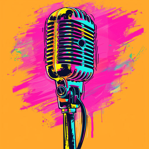 Neon pop art microphone tattoo sketch