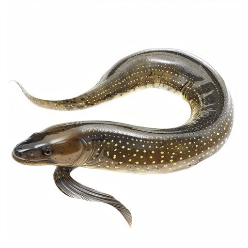 Realistic eel clipart in photo style with flat white background