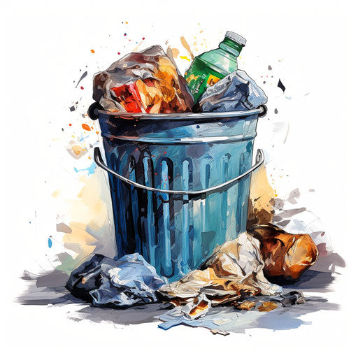 Garbage clipart in the style of oil painting on white background