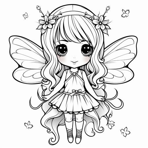 A fairy with colorable wings in high quality photo style, captivating