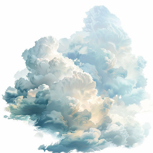 Cloud clipart with flat white background, realistic and detailed