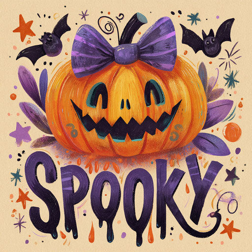 Vibrant Halloween Illustration with Playful Pumpkin