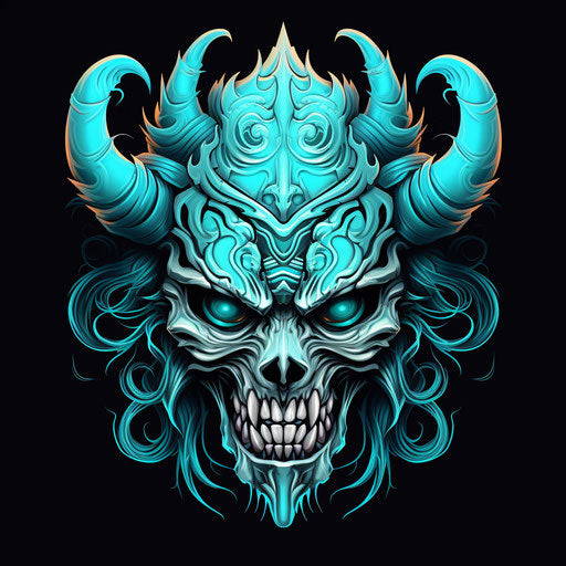 Demon head, cartoon design, vector illustration