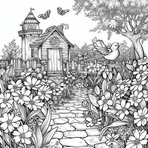 Serene Mother's Day garden with blooming flowers