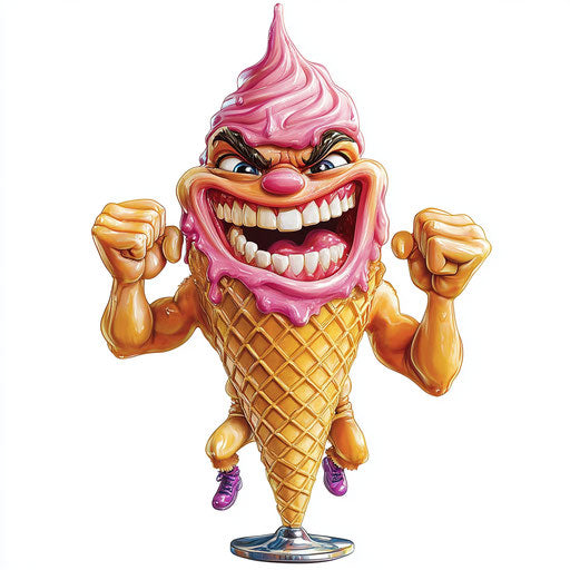 Humorous caricature of an ice cream cone clipart with human characteristics