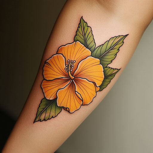 Hibiscus flower tattoo on a Pure White Background