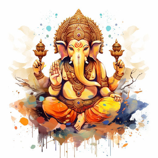 Vinayagar clipart in the style of Impressionistic Art, on a white background