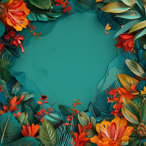 Realistic border clipart with teal flat background