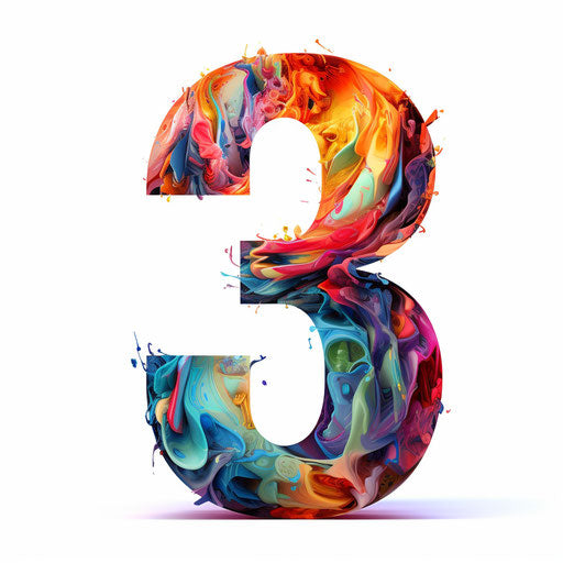 Digital art of numbers in the style of Oil painting, on a white background