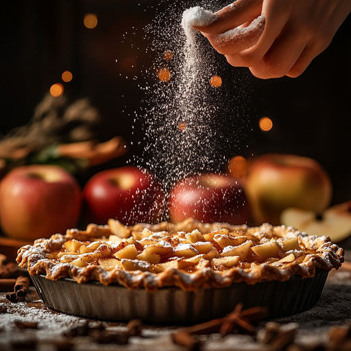 Apple pie sprinkled with sugar and spices