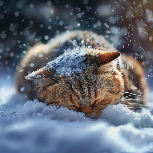 Tortoise cat in the snow