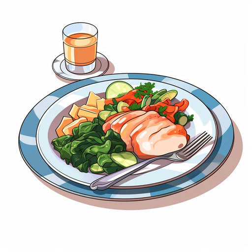 Dinner in Pastel Colors, on White Background