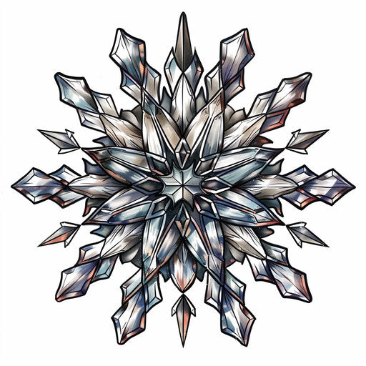 Sketch of a crystalline snowflake in clipart style for a tattoo
