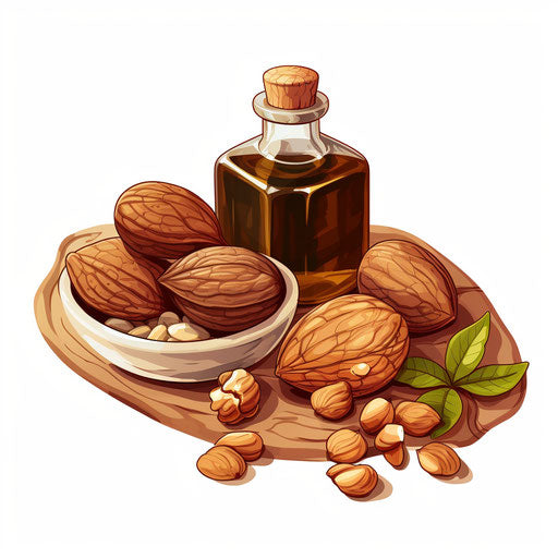 Nut clipart in the style of Oil painting, on a white background