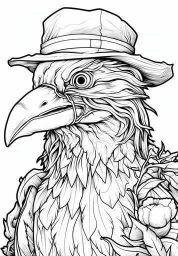 Scarecrow with bird on head