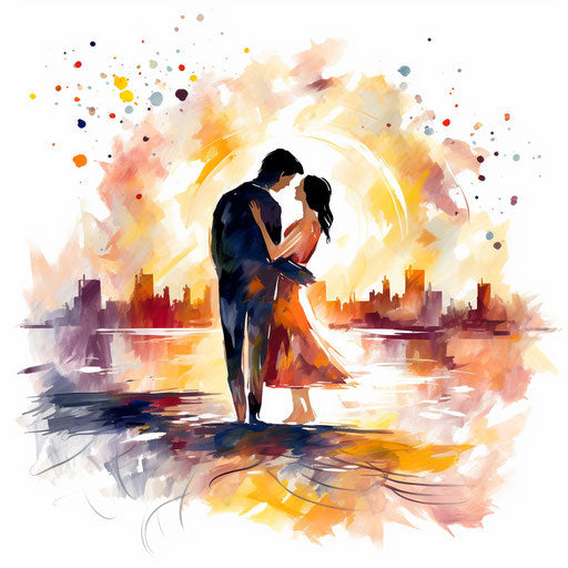 Happy anniversary clipart in the style of Impressionistic Art