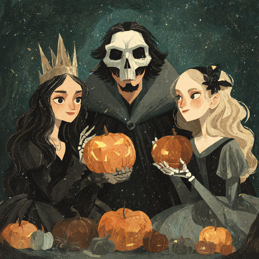 Mysterious Halloween Gathering with Pumpkins