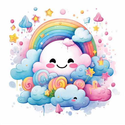 Cheerful illustration in the style of Pastel Colors Art, on white background