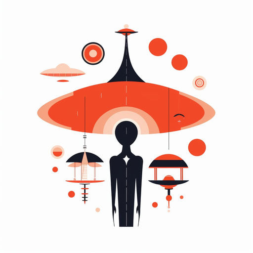 Futuristic clipart in Minimalist style, on white background