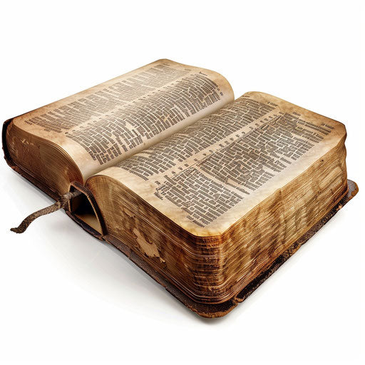 Realistic Bible illustration on white background with dynamic lighting