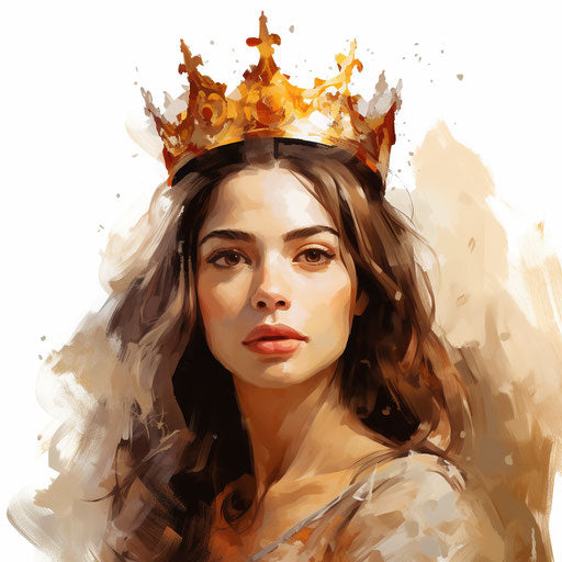 Queen crown clipart in the style of Oil painting, on a white background