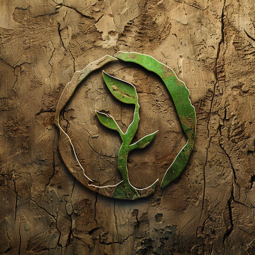 Nature-inspired photography logo with green accents on a natural texture background