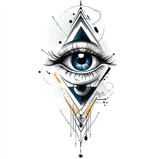 Art Deco style eye tattoo on arm