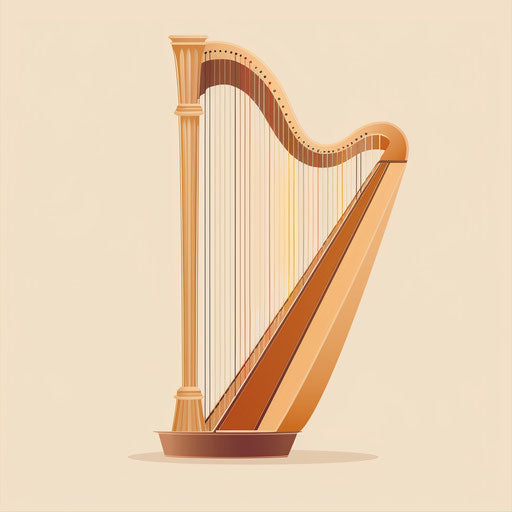 Elegant harp on flat cream background