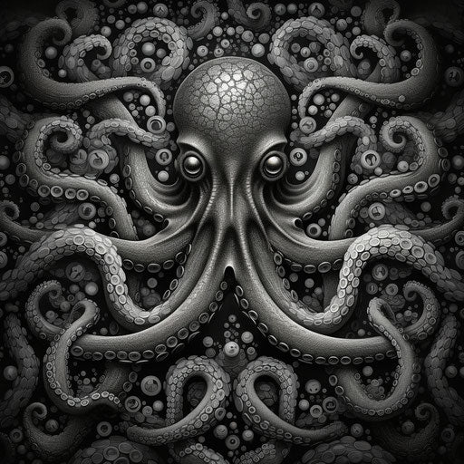 Octopus in black and white: intricate patterns, delicate lines