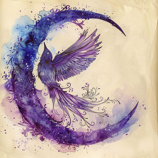 Dreamy transformation of half moon into bird