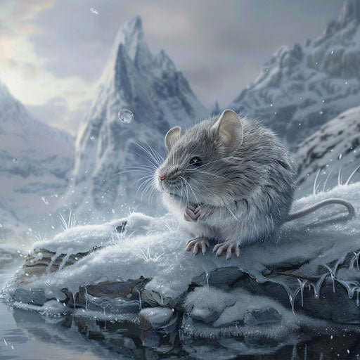 Mouse animal in a cold icy landscape
