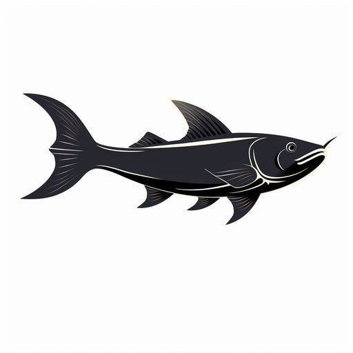 Catfish illustration in minimalist style, on white background