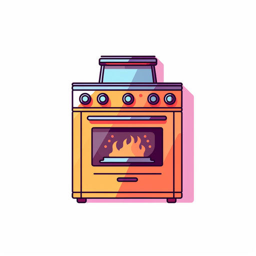 Minimalist style stove illustration on white background