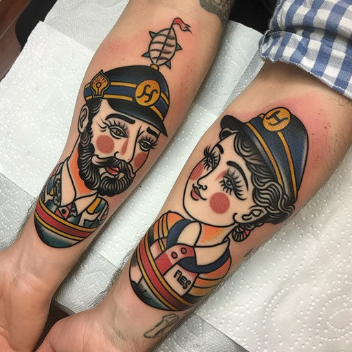 Father-daughter tattoos with nautical themes
