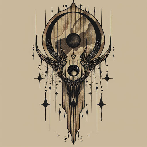 Rustic clipart style flat tattoo sketch for dark arts tattoo