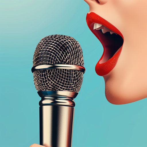 Realistic singing clipart with light blue background and soft texture