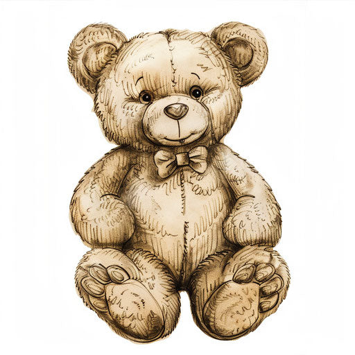 Vintage teddy bear tattoo with sepia tones