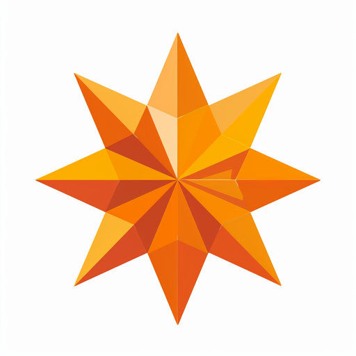 Star shaped orange icon, David Nordahl style