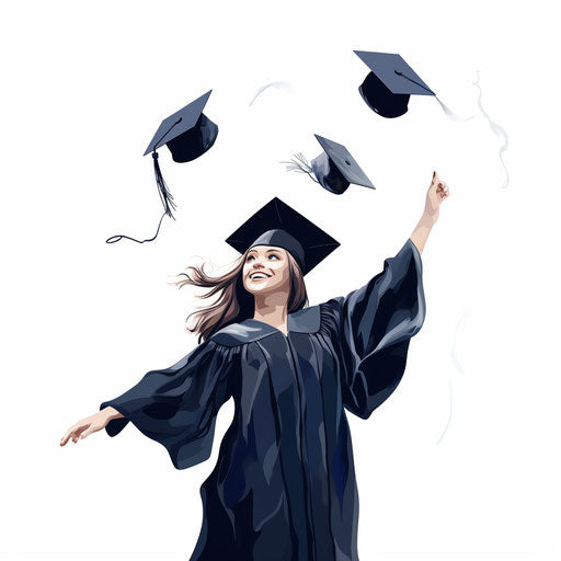 Graduation clipart 2024 in Minimalist style, on white background