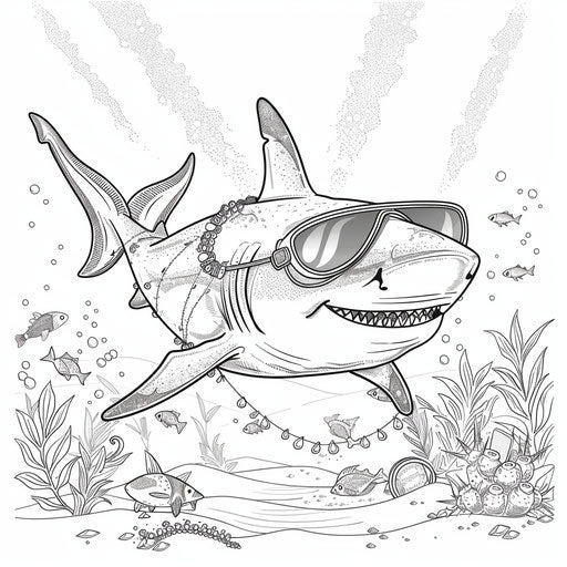 A stylish shark wearing accessories and swimming gracefully